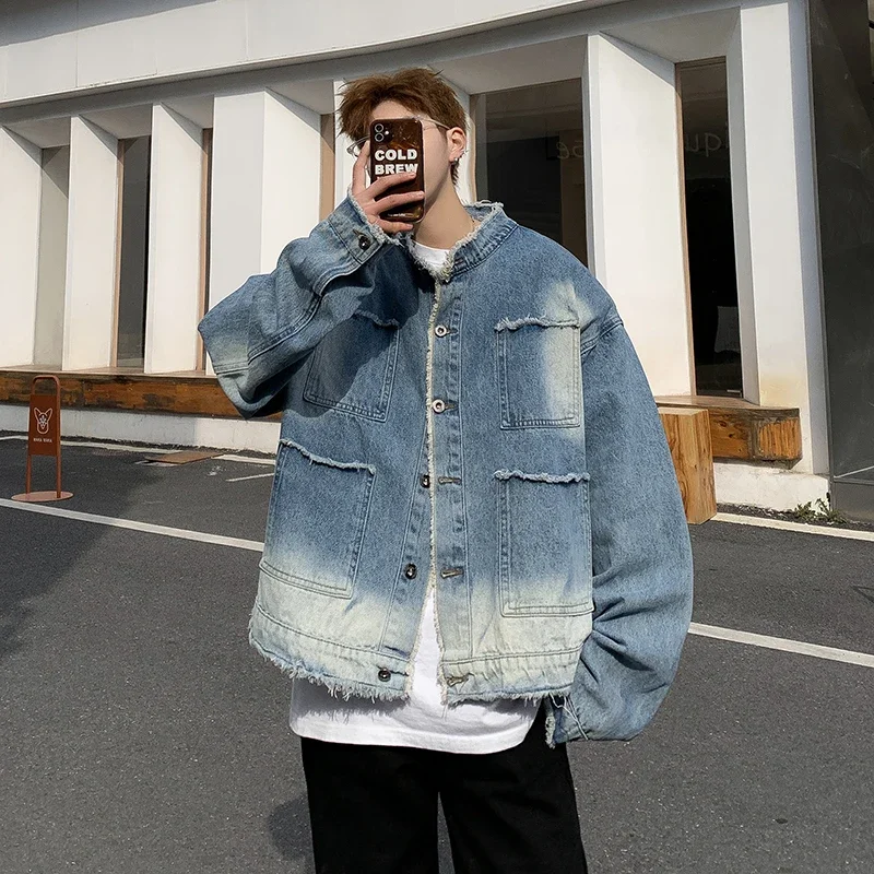 Coat Rack Standing - Veste en jean déchirée style hip-hop