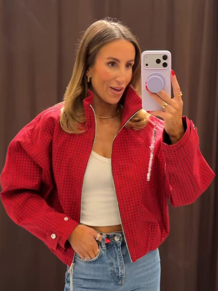 Veste bomber à carreaux pour f - Coat Rack Standing avis et prix